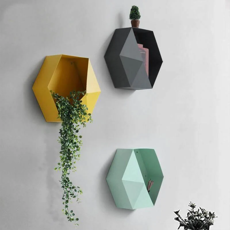Nordic Geometric Diamond Shelf Wall Vase - Image 6