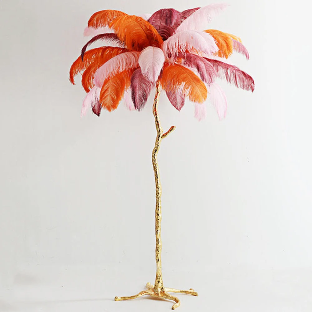 Nordic Glow Luxury Ostrich Feather Chic Floor Lamp - Image 7