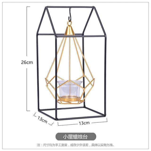 Nordic Gold Geometric Metal Candle Holder - Image 4
