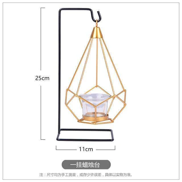 Nordic Gold Geometric Metal Candle Holder - Image 6