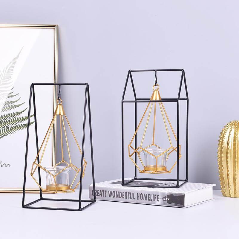 Nordic Gold Geometric Metal Candle Holder - Image 8
