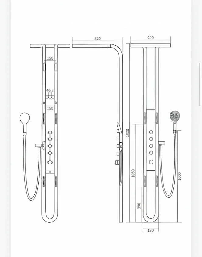 Nordic Rain LED Thermostatic Waterfall Shower Set - Image 7