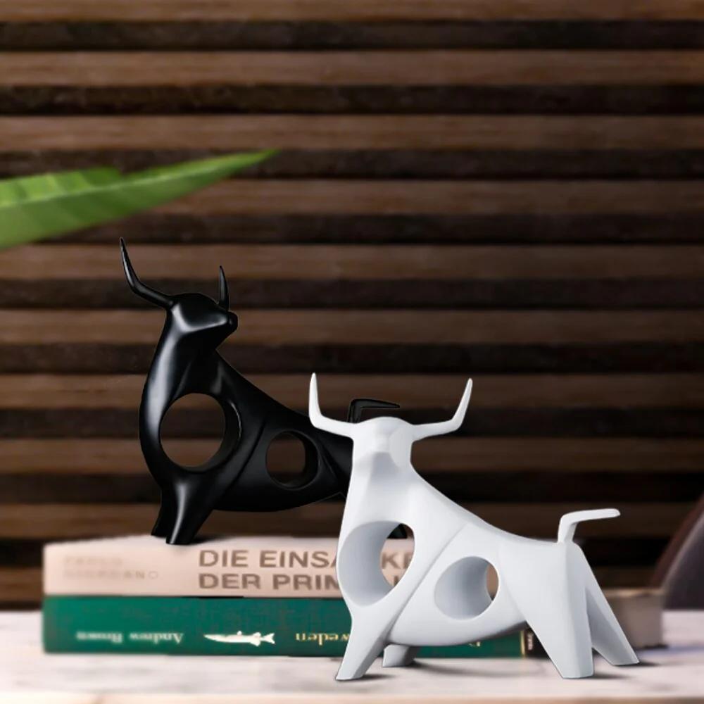 Nordic Style Bull Sculpture Home Decor - Image 3