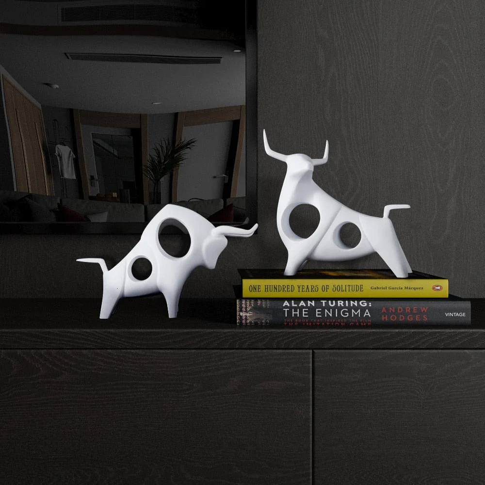 Nordic Style Bull Sculpture Home Decor - Image 4