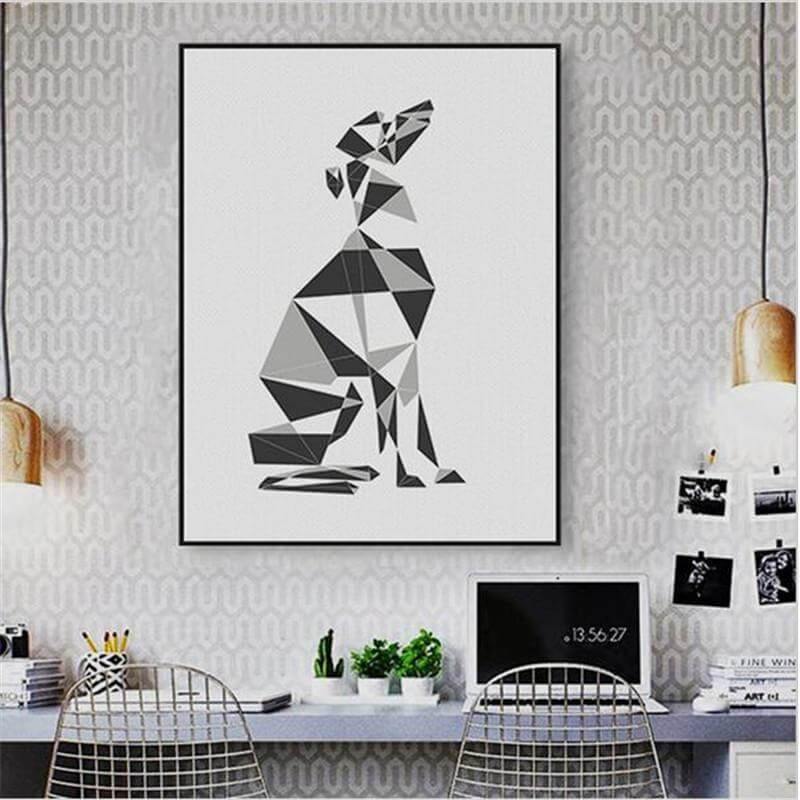 Nordic Style Canvas Cat Abstract Painting Poster Decor - Image 3