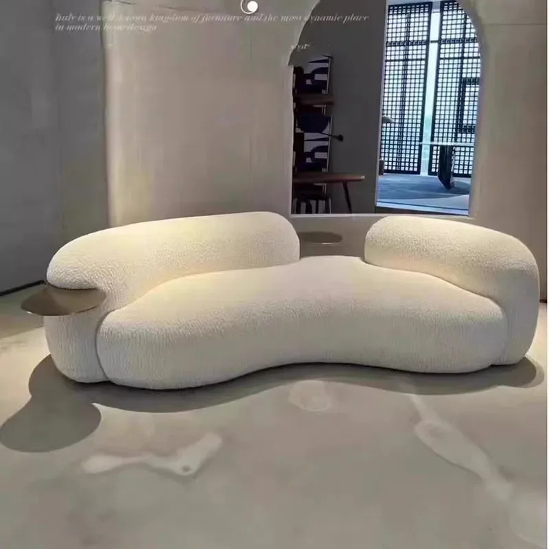 Nordic Style Sculptural Curved Artistic Lounge Sofa - Image 3