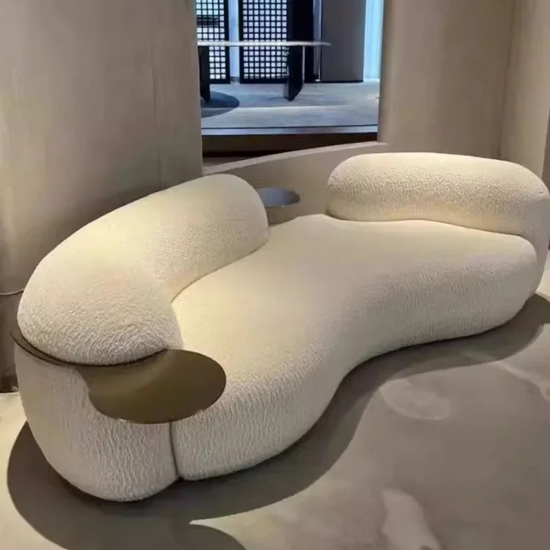 Nordic Style Sculptural Curved Artistic Lounge Sofa - Image 4