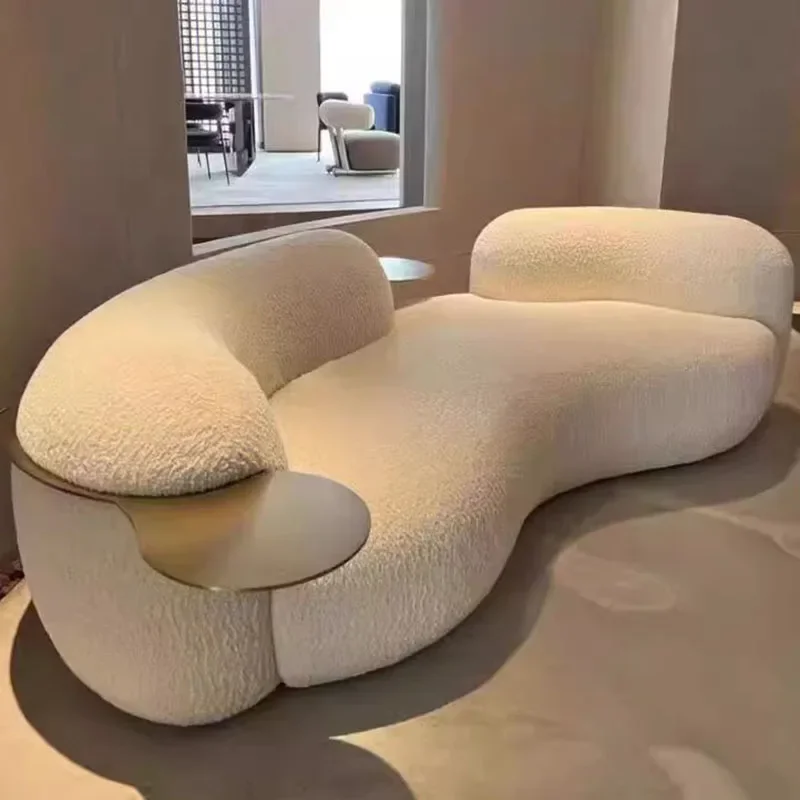 Nordic Style Sculptural Curved Artistic Lounge Sofa - Image 5