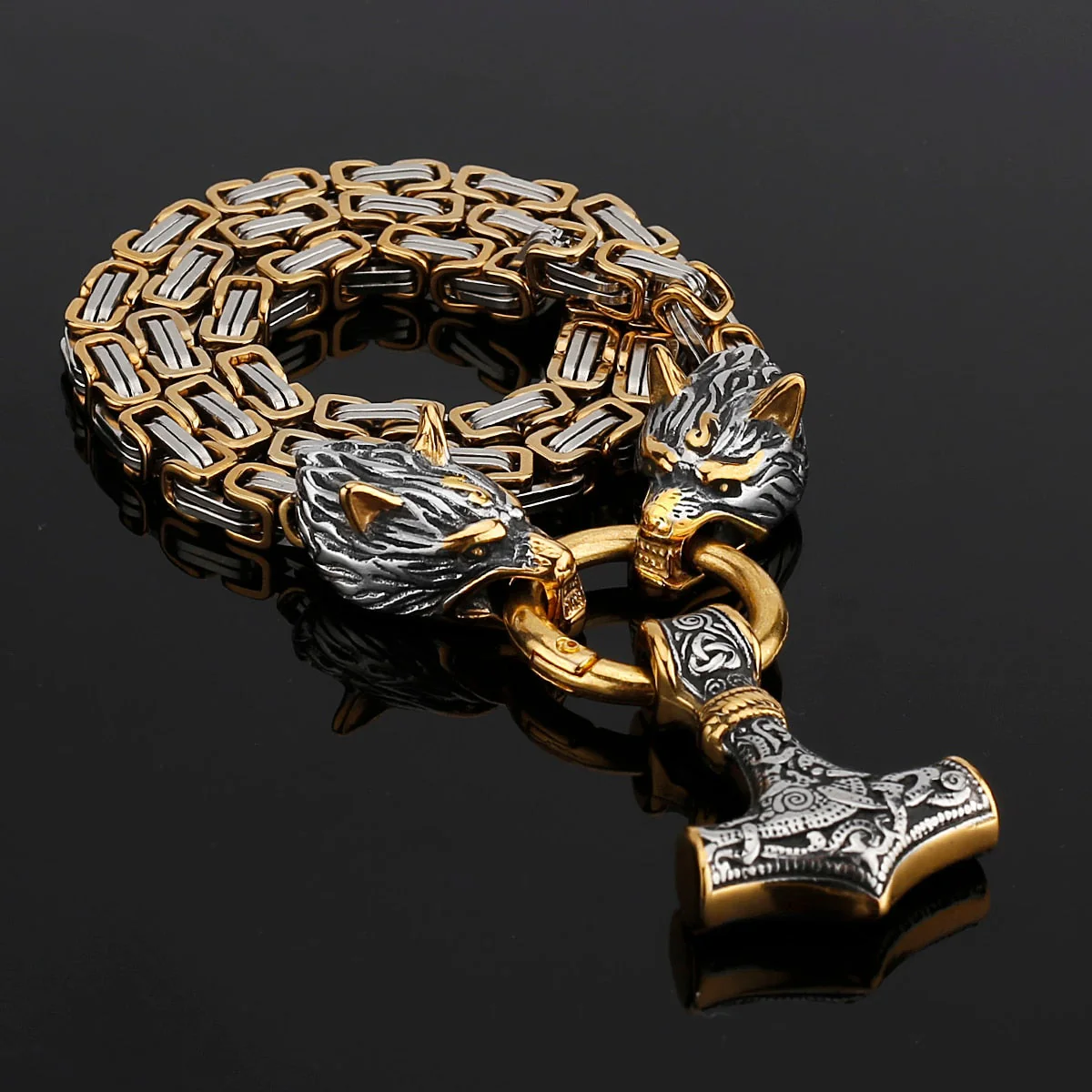 Nordic Viking Wolf Head Stainless Steel Necklace - Image 5