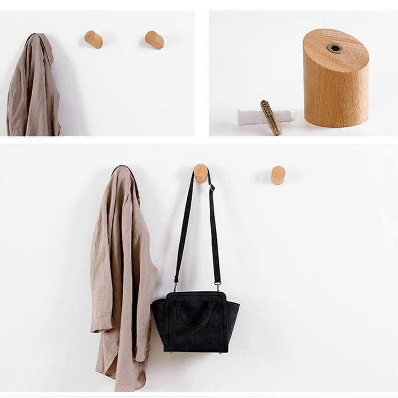 Nordic Wooden Easy Wall-Mounted Clothes Hanger - Image 6
