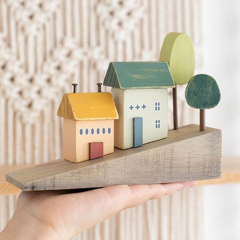 Nordic Wooden Miniature Hilly Neighborhood Home Decor - Image 2