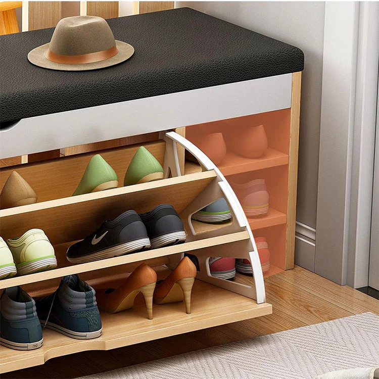 Nordic Wooden Space Saving Shoe Rack Stool - Image 4