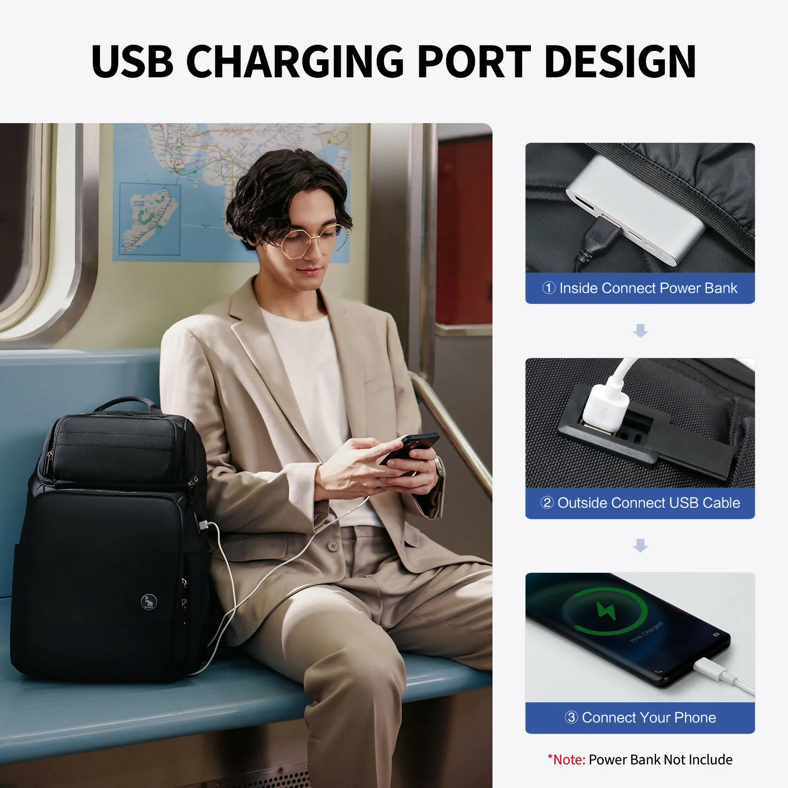 OIWAS 15.6” Laptop Backpack With USB Charging Port - Image 2