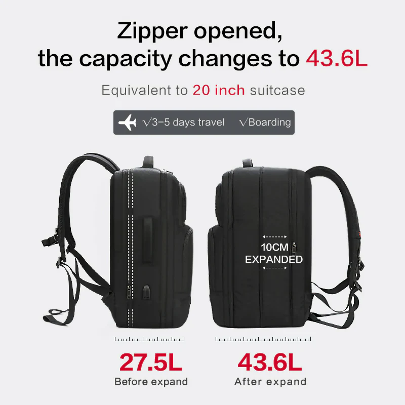OIWAS Large Capacity Expandable Backpack - Image 6