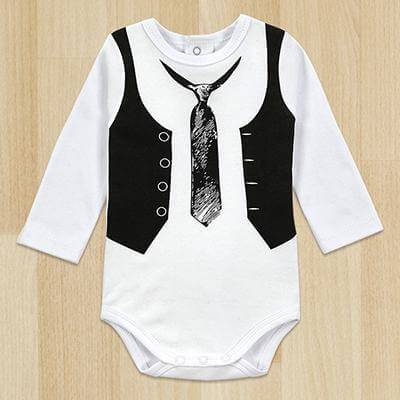 One-Pieces Baby Boy Gentleman Romper White Long Sleeve Baby bodysuit - Image 6