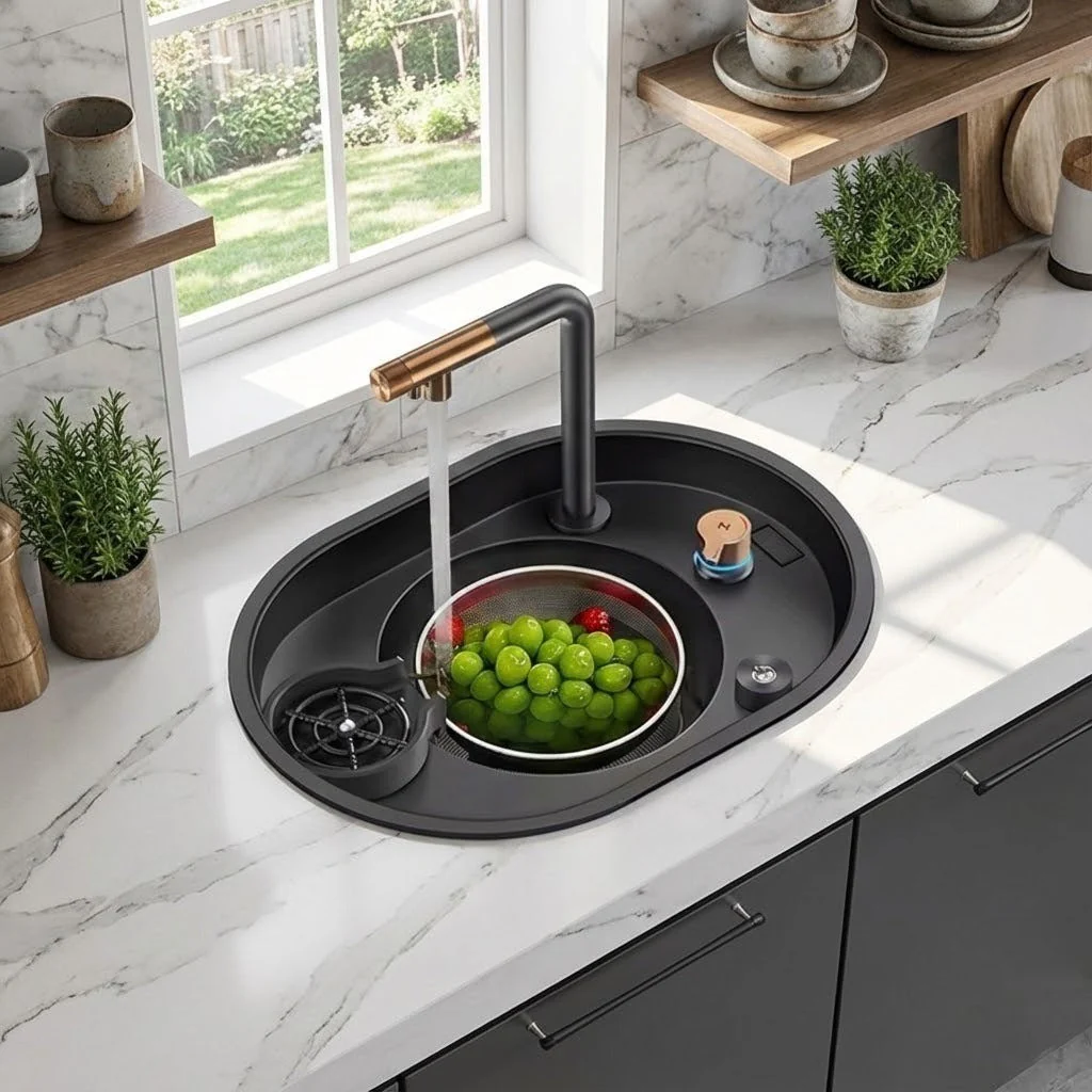 OrbitWash Oval Hidden Cup Wash Island Sink - Image 7
