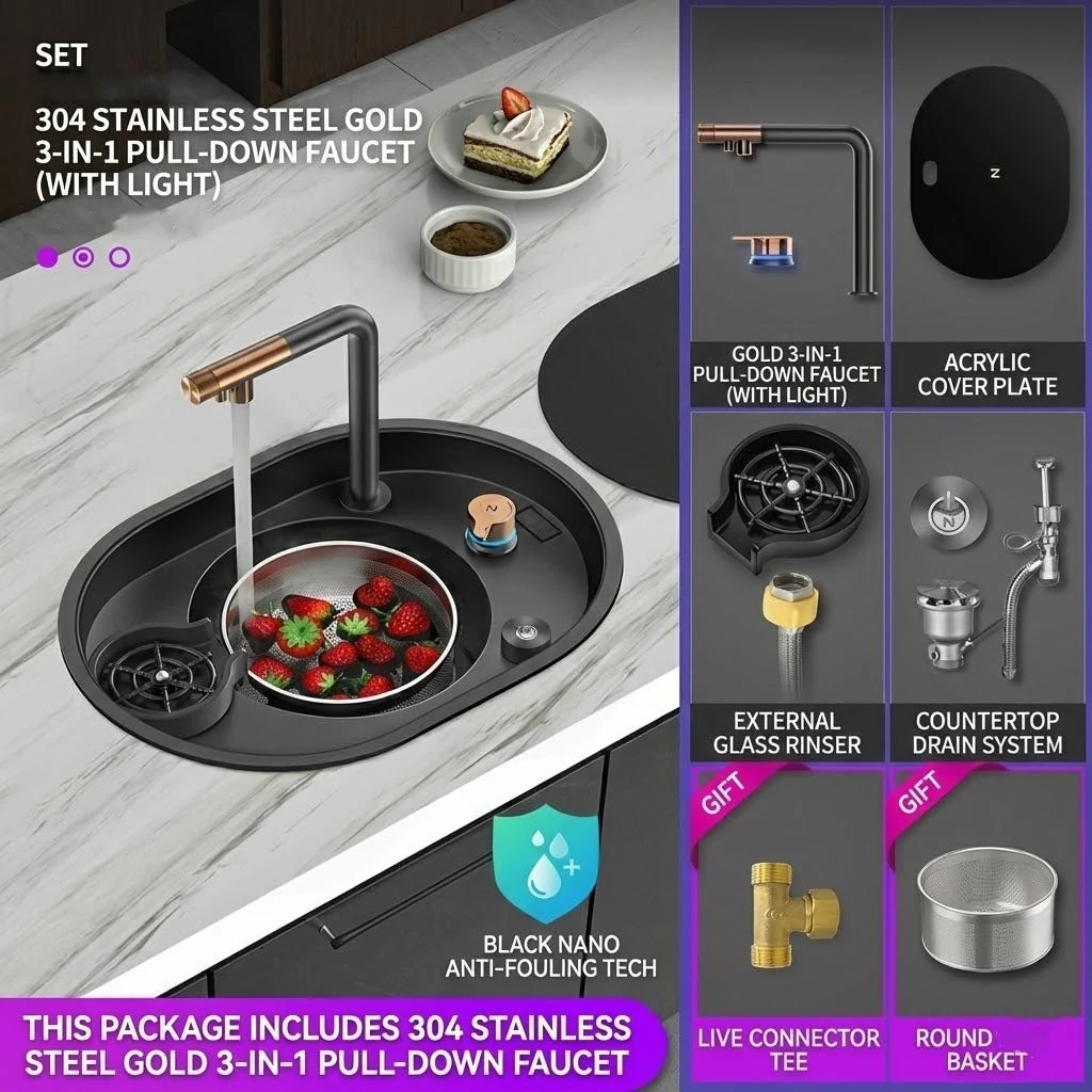 OrbitWash Oval Hidden Cup Wash Island Sink - Image 8