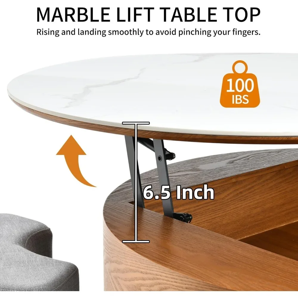 Ottoman Seating Liftable Wooden Coffee Table Set - Image 6