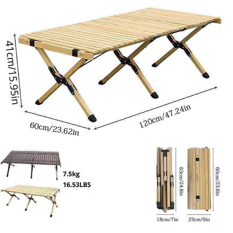 Outdoor Folding Durable Wood Table - Image 4