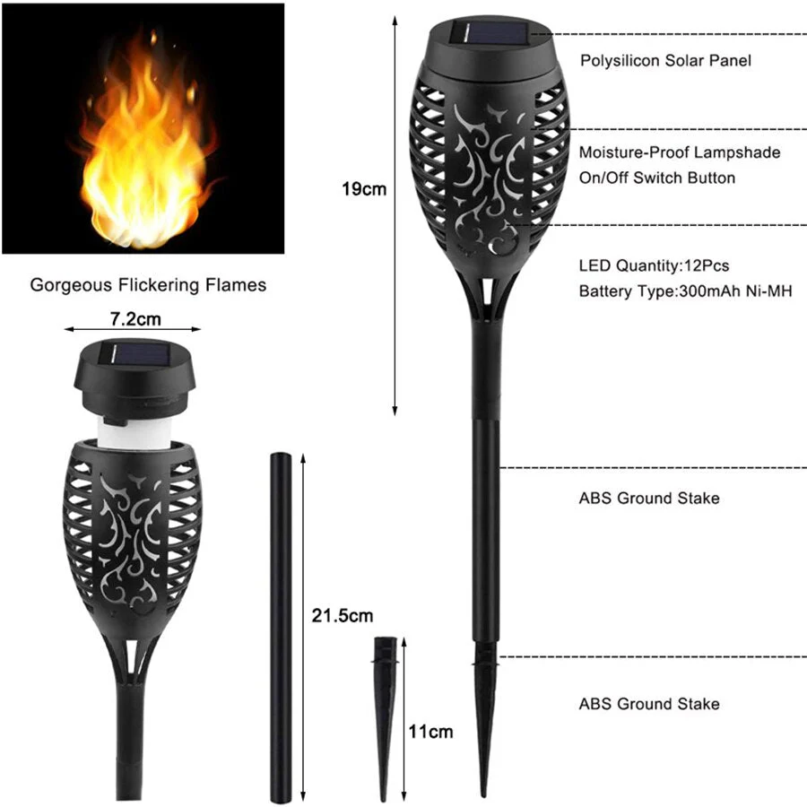 Outdoor LED Solar Artificial Flame Lamp - Image 5