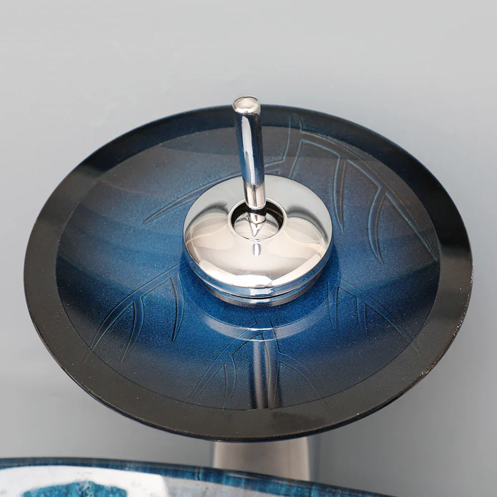 Oval Vessel Tempered Glass Waterfall Faucet Combo Sink - Image 5