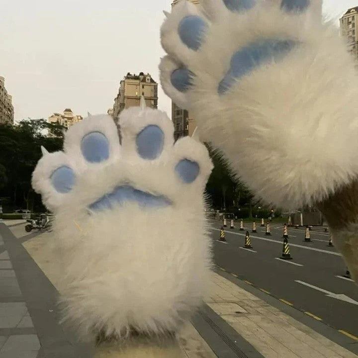 Padded Furry Paw Winter Hand Gloves - Image 7