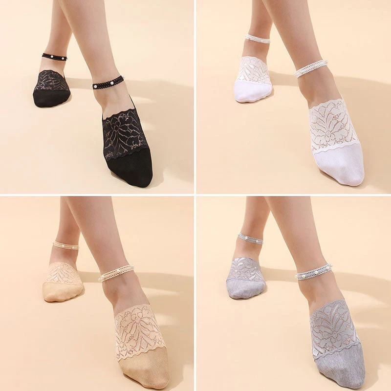 Pearl Lace Anti-slip Comfy Invisible Socks - Image 10
