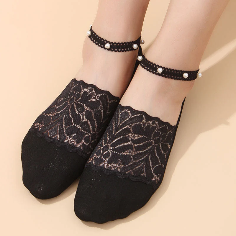 Pearl Lace Anti-slip Comfy Invisible Socks - Image 11