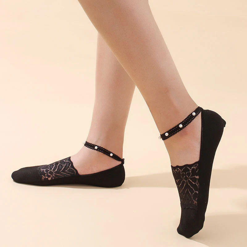 Pearl Lace Anti-slip Comfy Invisible Socks - Image 13