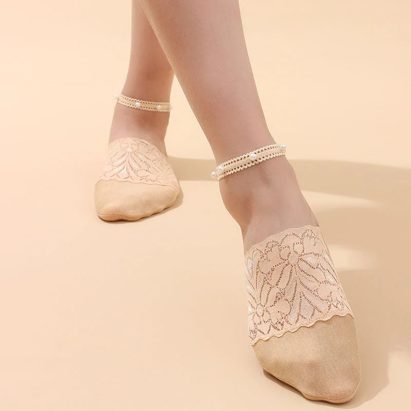 Pearl Lace Anti-slip Comfy Invisible Socks - Image 3