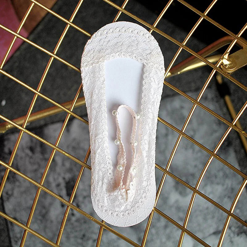 Pearl Lace Anti-slip Comfy Invisible Socks - Image 7