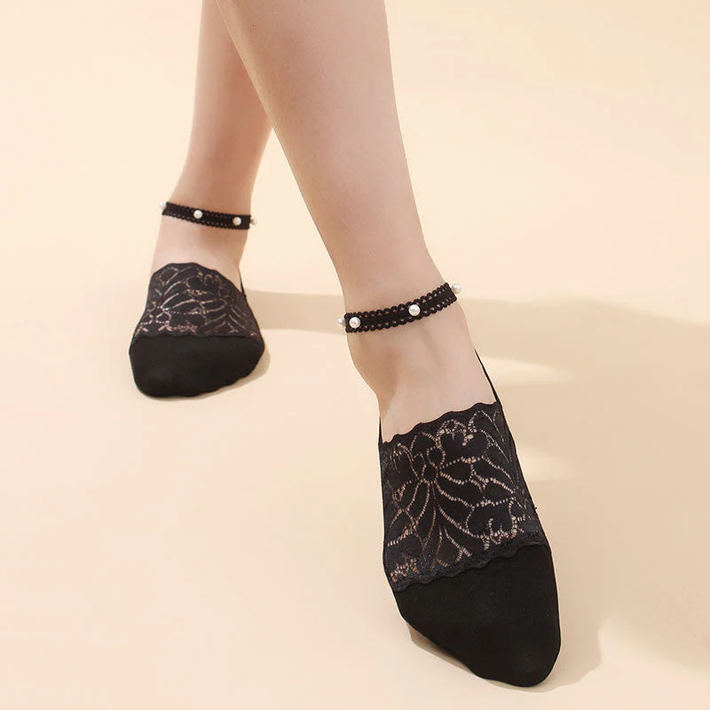 Pearl Lace Anti-slip Comfy Invisible Socks - Image 8