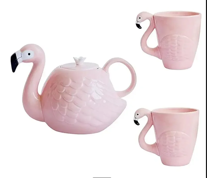 Pink Flamingo Ceramic Tea Set - Image 6