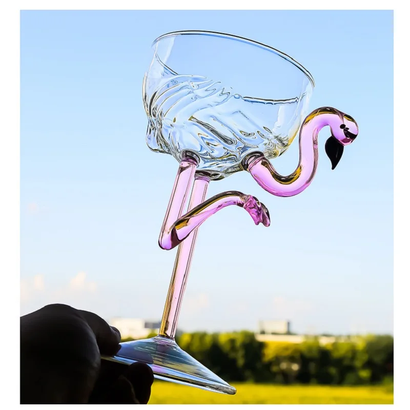 Pink Flamingo Cocktail Clear Party Glasses - Image 3