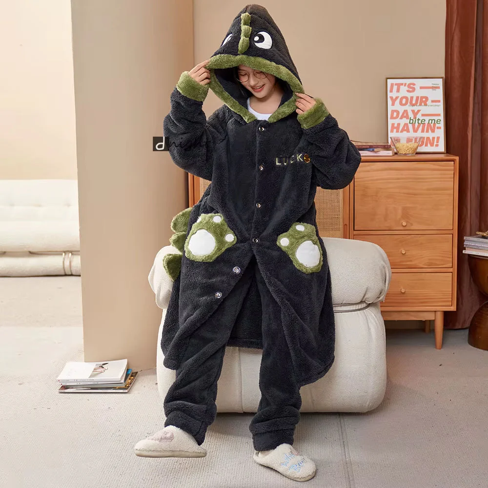 Plush Dinosaur Hooded Pajama Suit - Image 4
