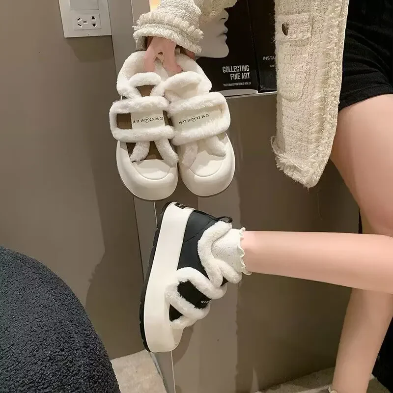 Plush-Lined Elevated Chunky Platform Shoes - Image 2