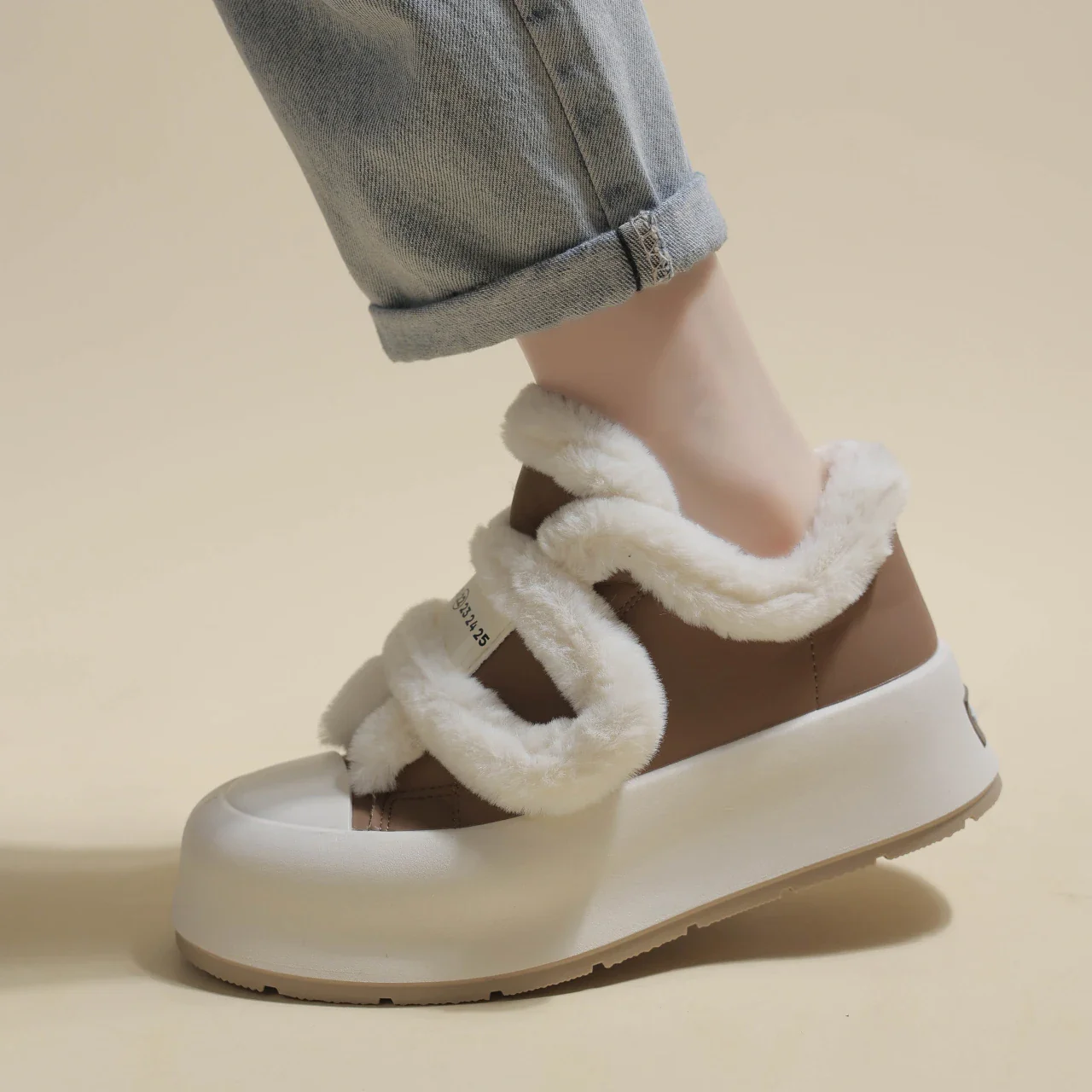 Plush-Lined Elevated Chunky Platform Shoes - Image 8