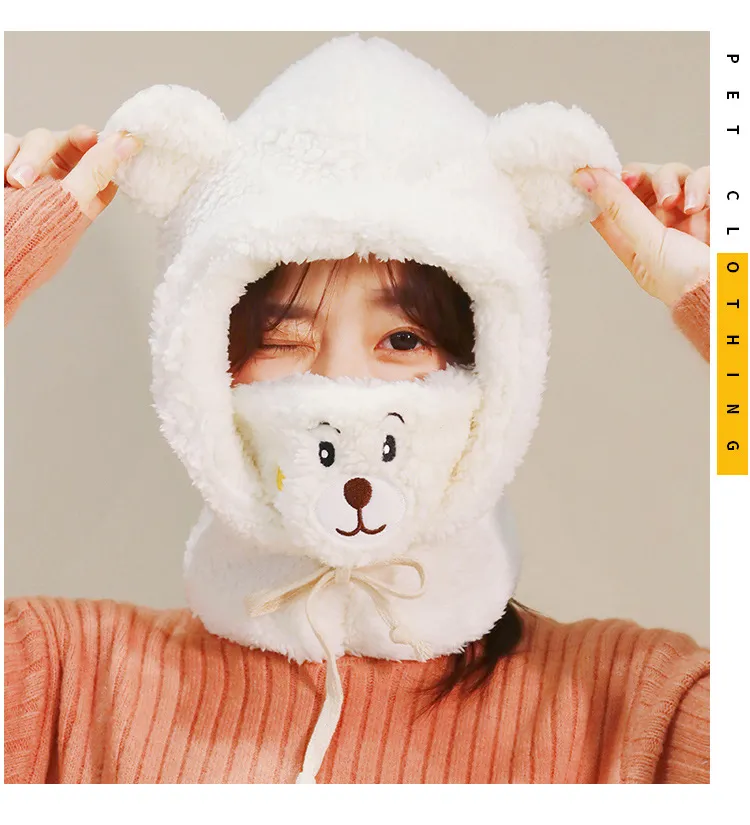 Plush Warm Bear Winter Scarf Mask - Image 11