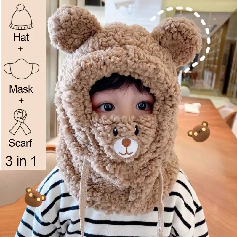Plush Warm Bear Winter Scarf Mask - Image 5