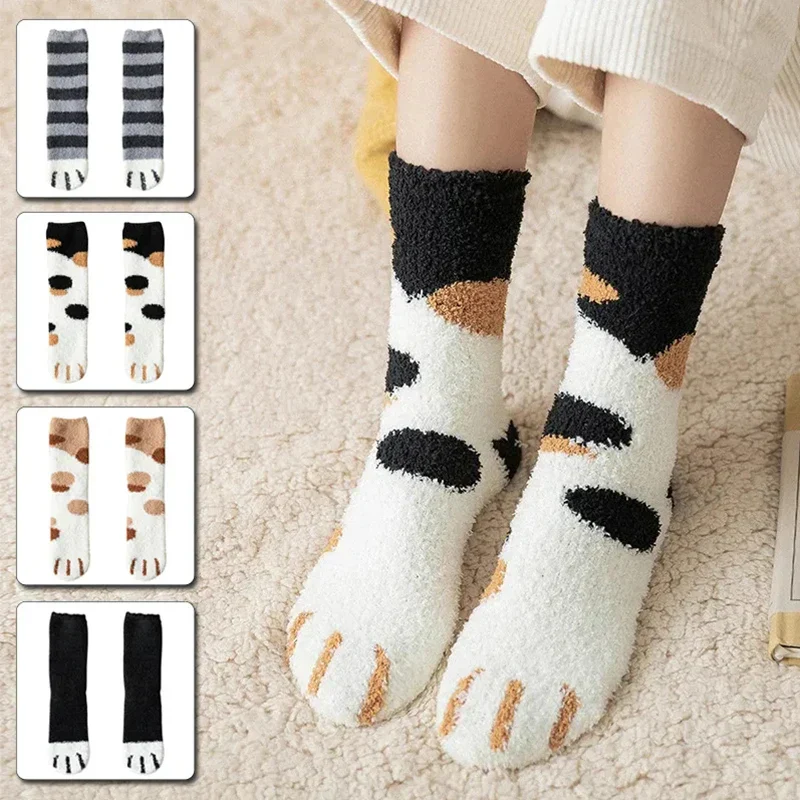 Plush Winter Cute Cat Paws Sock - Image 7