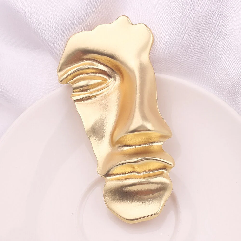 Polished Portrait Artistic Metal Face Pin Brooches - Image 4