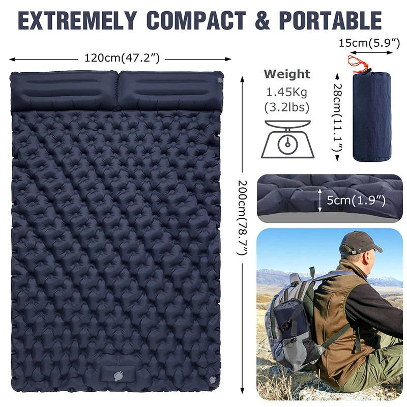 Portable Inflatable Built-in Pillow Nature Nest Camping Bed - Image 7