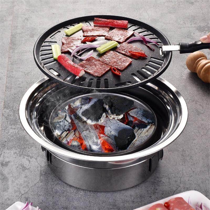 Portable Korean Style Stainless Steel Charcoal Camping Grill - Image 2