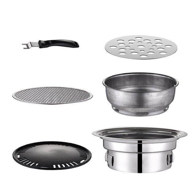 Portable Korean Style Stainless Steel Charcoal Camping Grill - Image 4