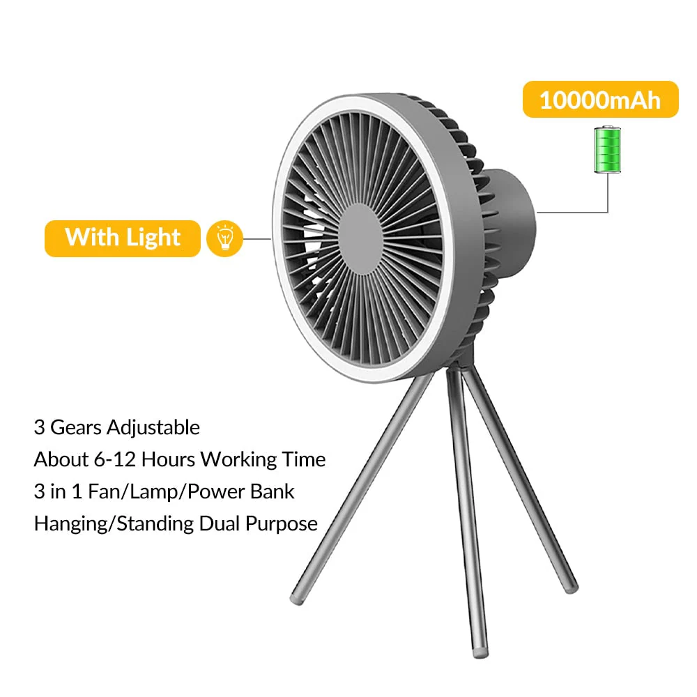 Portable Rechargeable Power Bank Fan Light - Image 14