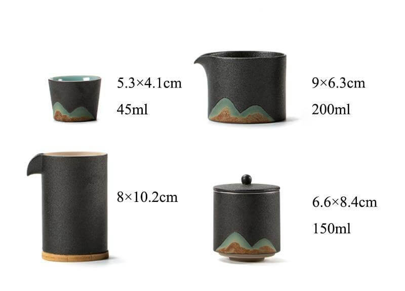 Portable Travel Ceramic Mountain Teapot With 3 Cups - Image 4