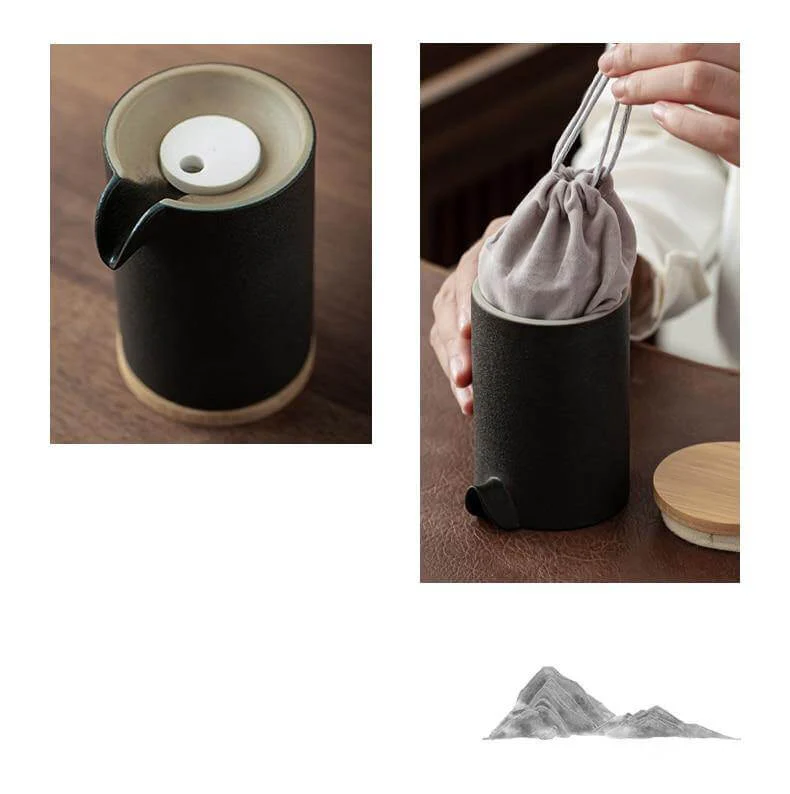 Portable Travel Ceramic Mountain Teapot With 3 Cups - Image 5
