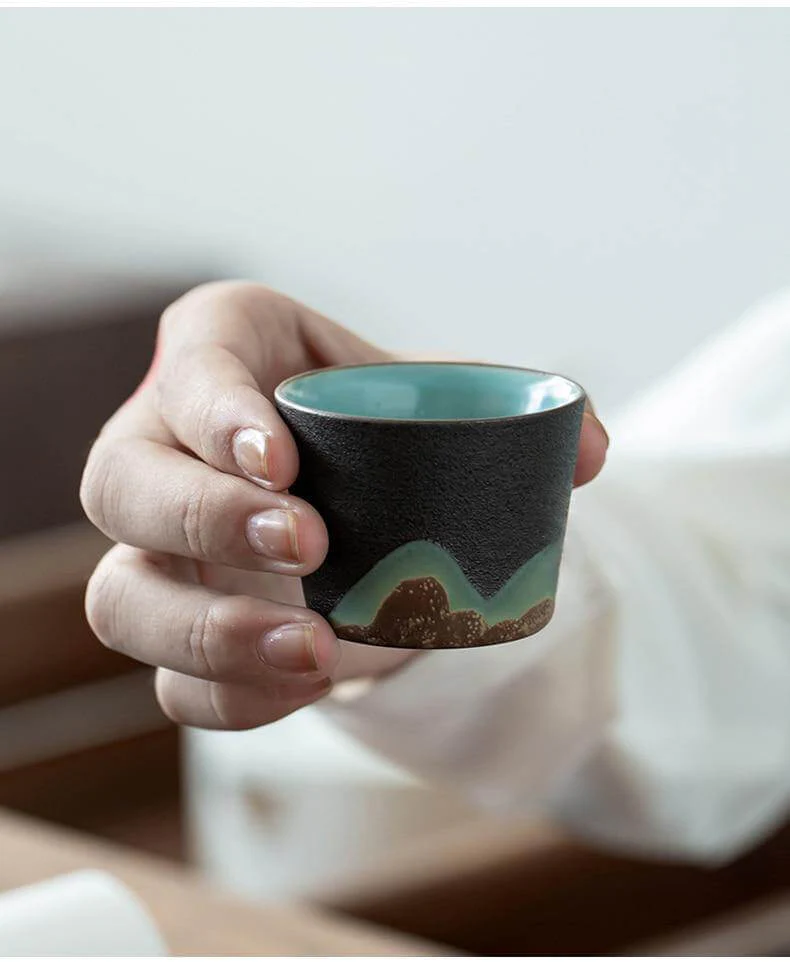 Portable Travel Ceramic Mountain Teapot With 3 Cups - Image 6