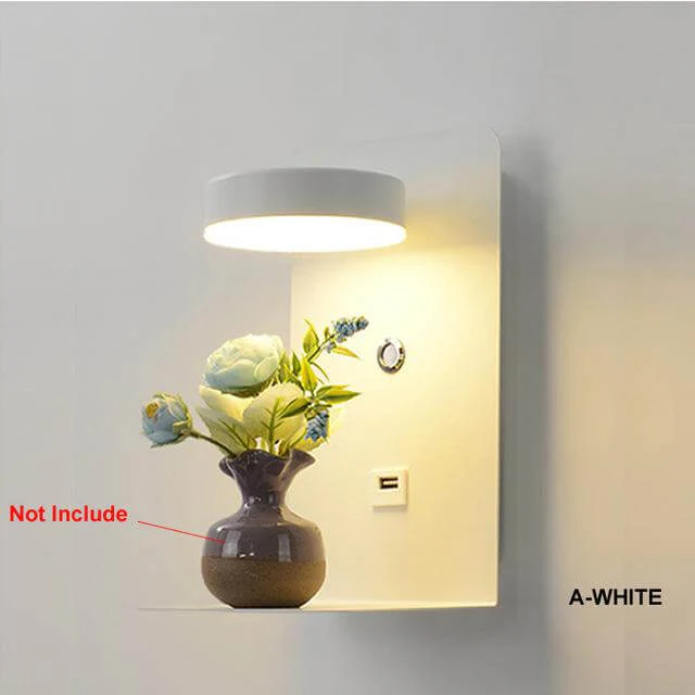 Pragmatism LED Wall Lamp Shelf with USB Phone Charger - Image 2