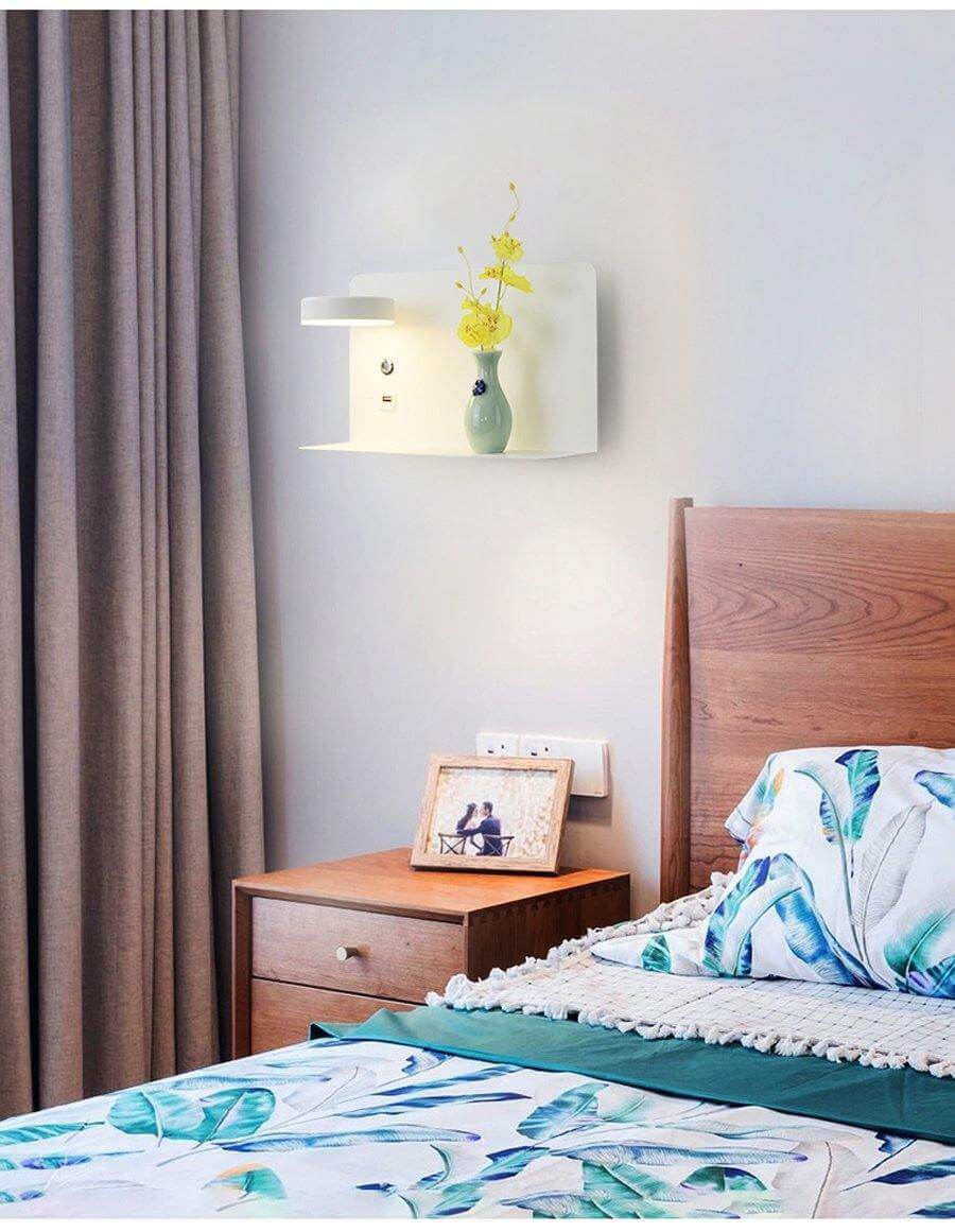 Pragmatism LED Wall Lamp Shelf with USB Phone Charger - Image 4